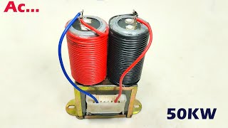 I Turn Free Energy Generator 220V Use Transformer  Capacitor Speaker & Pvc Wire At Home