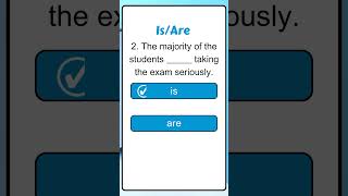 is vs. are MCQs Quiz Part 2 | Quick English Grammar Test  #shorts