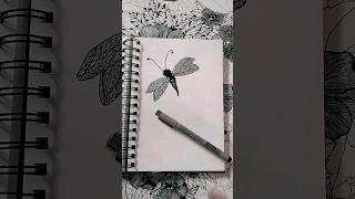 black and white||dragonfly||penart 🖤🤍🍀 #art #shorts #short