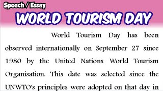 Essay on World Tourism Day in English 2024 World Tourism day speech in English 2024