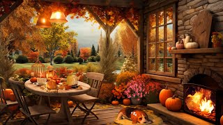 Cozy Autumn Porch Ambience | Cozy Fireplace Sounds | Halloween Ambience for Relaxing & Sleep & Focus