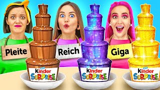 REICH VS ARM VS GIGA-REICH ESSENS-CHALLENGE 😍🍫Schokobrunnen-Fondue-Challenge von 123 GO!