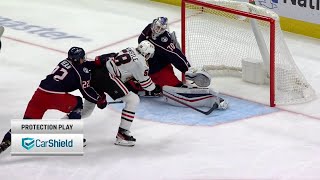 Joonas Korpisalo Great Toe Save on MacKenzie Entwistle (Jan. 11, 2022)