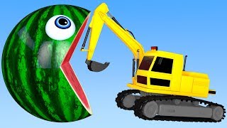 Learn Colors with PACMAN and Excavator Farm WaterMelon Street Vehicle for Kid