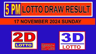 Lotto 5PM 2D Lotto 3D Lotto Draw Result 17 November 2024 SUNDAY