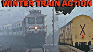 Jan Shatabdi + Kriya Yoga + Azad Hind Express Speedy Action in Curve & Fog... ❄️❄️❄️