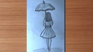 girl from back side drawing || easy drawings step by step #girl #drawing #trending #viral #video