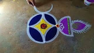 Karthigai deepam 🌻special villaku rangoli designs 🌻3*1easy flowers kolam🌻 newyear festival🌻Amazin