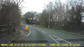 Crossing dual carriageway from Old Ashby Road, Loughborough.