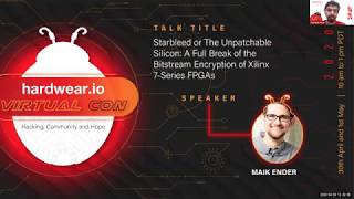 A Full Break of Bitstream Encryption of Xilinx 7-Series FPGAs | Maik Ender | Hardwear.io Virtual Con