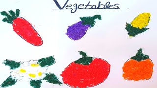 Draw five vegetables easy step by step using woollen|Easy creativity of Drawing|Ayesha art and craft