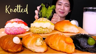 🥖노티드에 소금빵!?🧁노티드의 크림 가득한 크림빵과 소금빵 먹방❤ | Knotted - Milk, Melon, Pistachio, Salt bread ASMR Mukbang