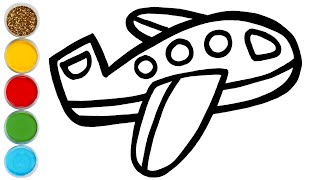 Airplane Drawing, Painting and Coloring for Kids & Toddlers | How to Draw, Paint Basics