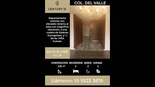 Departamento en Venta, Colonia del Valle