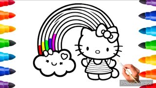 Hello Kitty Rainbow 🌈 Drawing and coloring for Kids And Toddlers || How To Draw Rainbow Hello Kitty