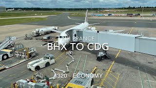 Air France AF 1165 BHX to CDG Birmingham UK to Paris France Economy Airbus A320