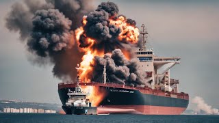 13 Minutes Ago! Russia's Largest Cargo Ship Carrying 1 Million Tons of Ammunition Explodes