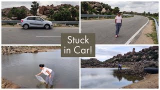 OMG STUCK IN THE CAR with NO VISIBILITY | Rayan sick at Sanapur Reservoir | Hampi Vlogs