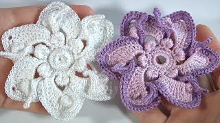 CROCHET AMAZING!!! 3D Crochet Flower/Crochet Tutorial Step by Step/Flower Pattern/Author's Design