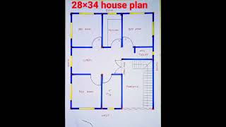 28*34 house plan,#shorts #housedesign