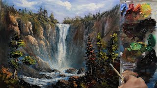 Acrylic Landscape Painting In Time-lapse | Waterfall Painting | Hidden Waterfalls Landscape