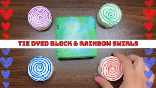 TIE DYED Block w 🌈Rainbow CornStarch Swirls! Satisfying Relaxing Stress Relief Gym Chalk ASMR