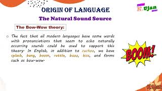 The Natural Sound Source Theory of origin of language | Bow Wow theory of language origin