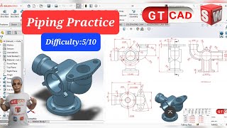 👏Nice!Pipe elbow Flange in SolidWorks by Drawing #gt_caad #gt_cad #pip_solidworks #pipe_flange_elbow