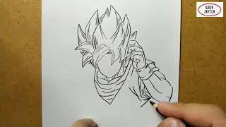 VERY EASY, how to draw  son goku dragonball z manga from japan / quick sketch goku