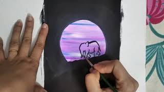 Moonlight elephant painting tutorial