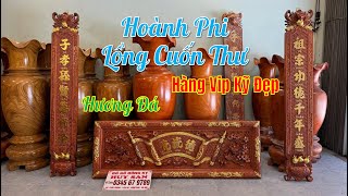 Hoành Phi Lồng Cuốn Thư Gỗ Hương Đá, Đục Tay Kỹ Sắc Nét