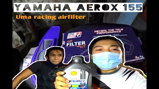 how to install uma racing airfilter(washable) for yamaha aerox155 at sabay change oil na😁