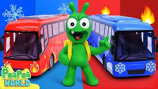 Pea Pea And Hot vs Cold School Bus Challenge - Cartoon For Kids - Pea Pea World