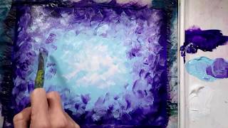 Purple and Blue Abstract Painting Background for Silhouettes Acrylic Painting Demo