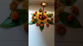 Flower rangoli for diwali#rangolidesigns#flower#diya#decoration#ytshorts@yatharth&momsworld