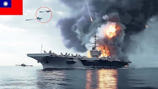 BRUTAL BATTLE NEAR TAIWAN! Unknown F 16 Fighters attacked a huge Group of Chinese Aircraft Carriers