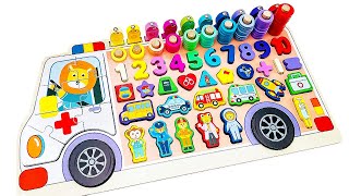 Best Learn Shapes, Numbers, Counting 1-10 with Ambulance Puzzle | Preschool Toddler Learning Video