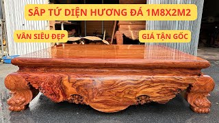 Báo Giá Sập Trơn Tứ Diện Gỗ Hương Đá Nam Phi Kích Thước 1M8X2M2 Giá Tại Xưởng Vân Siêu Đẹp