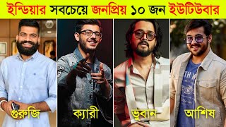 ইন্ডিয়ার সেরা ১০ জন জনপ্রিয় ইউটিউবার ll Top 10 Famous YouTuber In India 2024