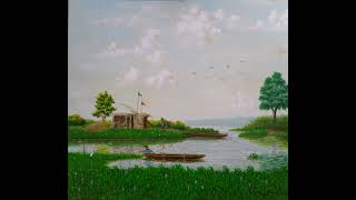 Nature Painting from Laguna de Bay. "Mangingisda ng Barangay Looc" Oil on Canvas.