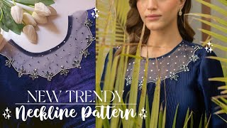 💙 Trending neckline beads embroidery design 🤍 beads work ✨ designer Outfit