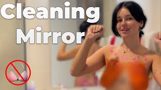 [4K] Cleaning Mirror with Housewife Kerri Sky | No Bra Try On