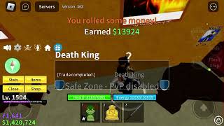 Day 6 of trying to get a mammoth or sound fruit from the Death King | Blox fruits New Update (ghost)