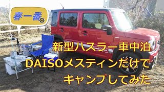 春一番・新型ハスラー車中泊DAISOメスティンだけでキャンプしてみた@イレブンオートキャンプパーク