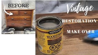 Vintage Furniture Restoration | Dresser Transformation | Sanding and Staining Raw Wood