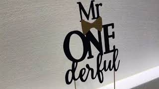 Mr Onederful Cake Topper For Birthday - Black Glitter Cake Topper Bow Tie First Birthday Boy Reviews