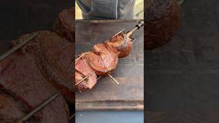 Rotisserie picanha with a side of chimichurri