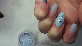 Instagram Picked my nails: Blue Medium Ballerina Nails with Bling | Itza Nails