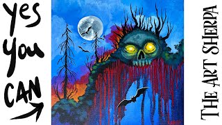 Skull Mountain 🌟🎨 How to Draw and Paint tutorial for Beginners 13 Days of Halloween