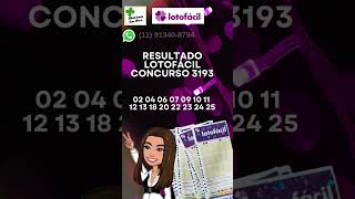 Resultado Lotofácil concurso 3193 #lotofacil